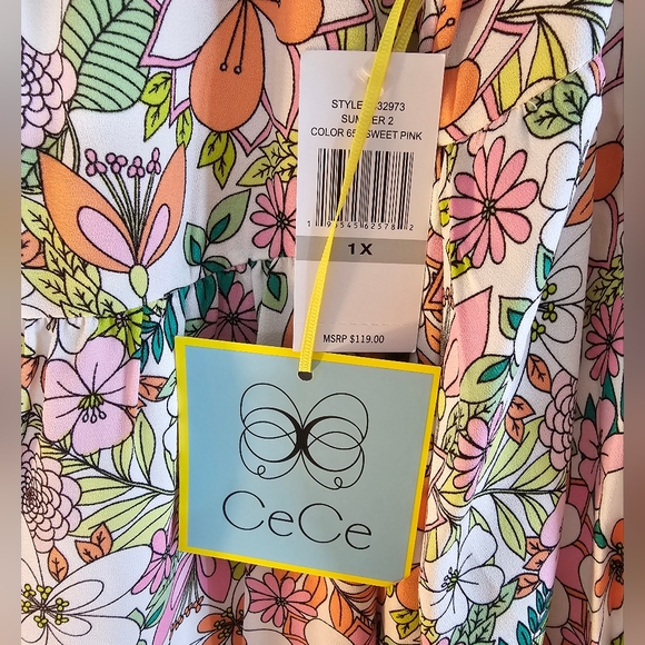 NWT CeCe Balloon Belle sleeve colorful Bohemian hipster summer dress - Picture 3 of 12